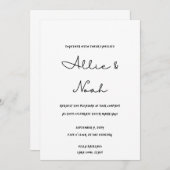 シンプル白エレガント結婚式招待状カード 招待状 (正面/裏面)