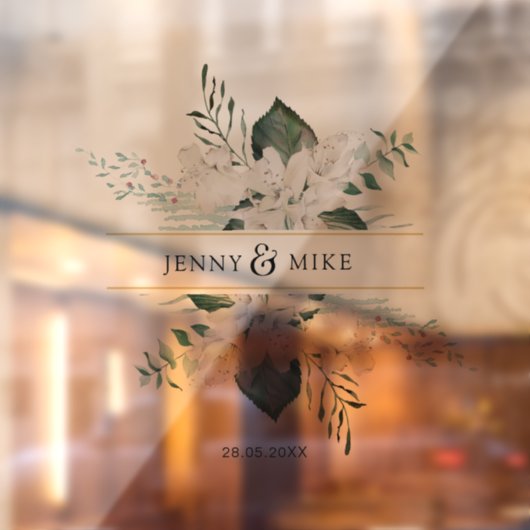 シンプル白エレガント花結婚の ウィンドウサイン (シート2)