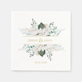 シンプル白エレガント花結婚の スタンダードカクテルナプキン (正面)