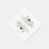 シンプル白エレガント花結婚の スタンダードカクテルナプキン (角)