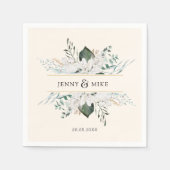 シンプル白エレガント花結婚の スタンダードカクテルナプキン (正面)