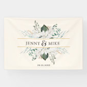 シンプル白エレガント花 横断幕 (横)