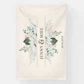 シンプル白エレガント花 横断幕 (縦)