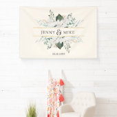 シンプル白エレガント花 横断幕 (インサイチュ)