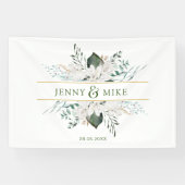 シンプル白エレガント花 横断幕 (横)