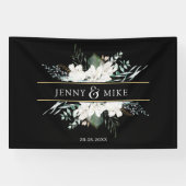 シンプル白エレガント花 横断幕 (横)