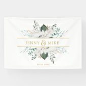 シンプル白エレガント花 横断幕 (横)