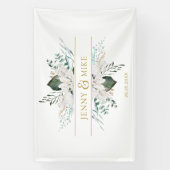 シンプル白エレガント花 横断幕 (縦)