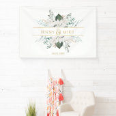 シンプル白エレガント花 横断幕 (インサイチュ)