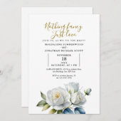 シンプル白エレガント薔薇Noファンシー Just Love 招待状 (正面/裏面)