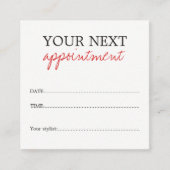 シンプル白エレガント赤美しいアポイントメントカード 予約カード (正面)