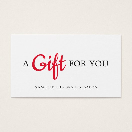 シンプル白エレガント赤美しいギフトカード (正面)