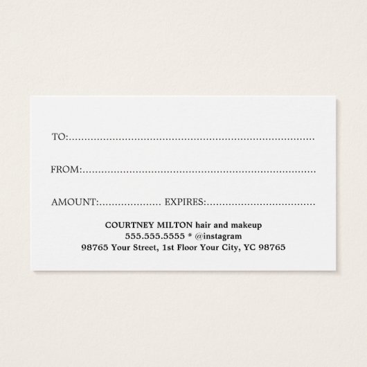 シンプル白エレガント赤美しいギフトカード (裏面)