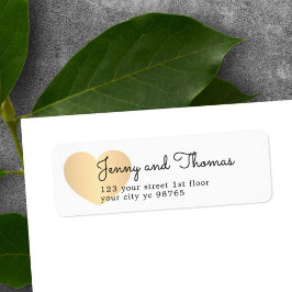 シンプル白エレガント金ゴールドハート結婚ラベル ラベル