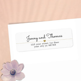 シンプル白エレガント金ゴールドハート結婚線 ラベル