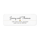 シンプル白エレガント金ゴールドハート結婚線 ラベル (正面)