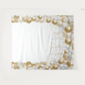 シンプル白エレガント金ゴールドバルーンアーチタペストリー タペストリー (正面(横))