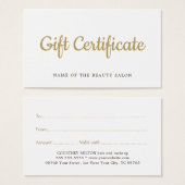 シンプル白エレガント金ゴールドフェイク美しいギフトカード (正面&裏面)