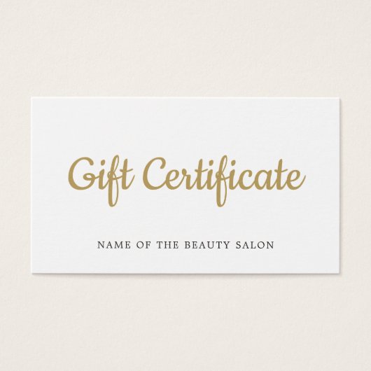 シンプル白エレガント金ゴールドフェイク美しいギフトカード (正面)