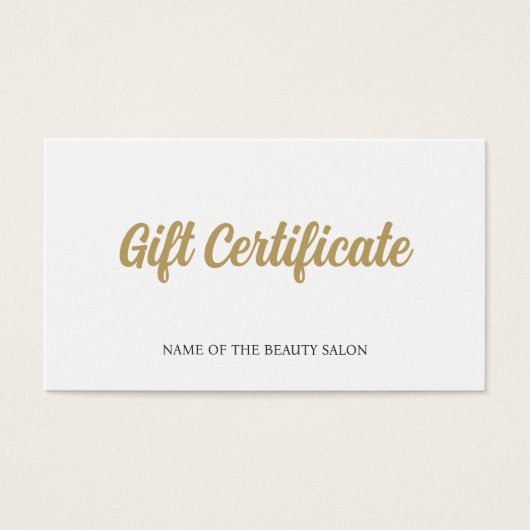 シンプル白エレガント金ゴールドフェイク美しいギフトカード (正面)