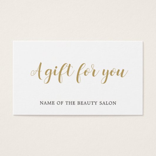 シンプル白エレガント金ゴールドフェイク美しいギフトカード (正面)