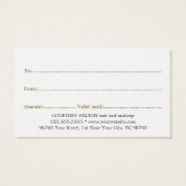 シンプル白エレガント金ゴールドフェイク美しいギフトカード (裏面)