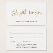 シンプル白エレガント金ゴールドフェイク美しいギフトカード (正面&裏面)