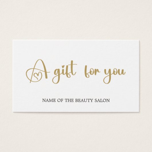 シンプル白エレガント金ゴールドフェイク美しいギフトカード (正面)