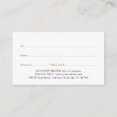 シンプル白エレガント金ゴールドフェイク美しいギフトカード アドバイスカード (裏面)