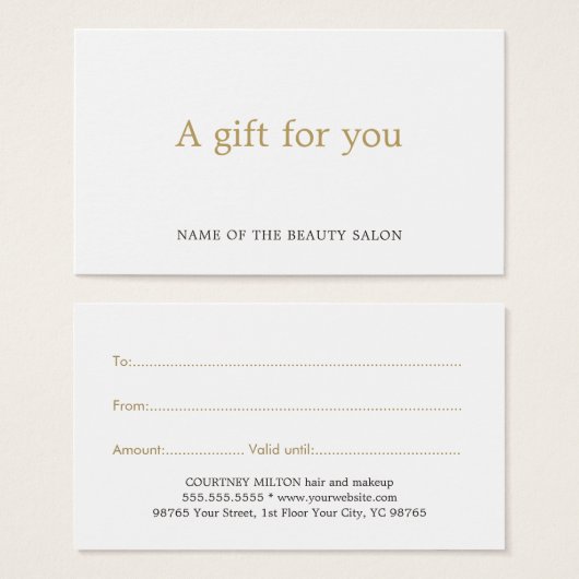 シンプル白エレガント金ゴールドフェイク美しい (正面&裏面)