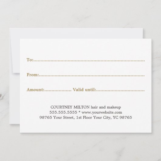 シンプル白エレガント金ゴールドフェイク美しい (裏面)