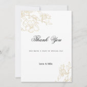シンプル白エレガント金ゴールドフローラありがとう 招待状 (正面)