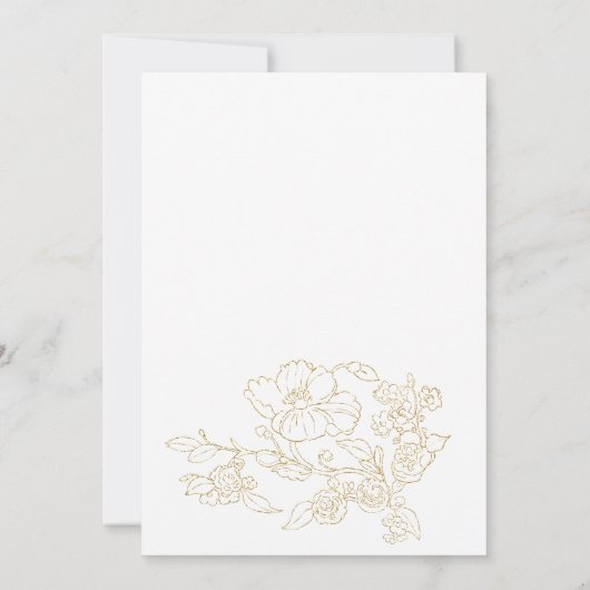 シンプル白エレガント金ゴールドフローラありがとう 招待状 (裏面)