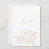 シンプル白エレガント金ゴールドフローラ日付の保存 招待状 (裏面)