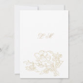 シンプル白エレガント金ゴールドフローラ表の番号 招待状 (裏面)