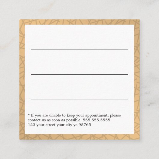 シンプル白エレガント金ゴールドヘアアポイントメント 予約カード (裏面)