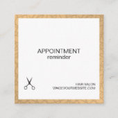 シンプル白エレガント金ゴールドヘアアポイントメント 予約カード (正面)