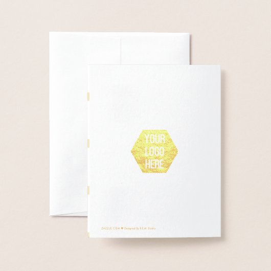 シンプル白エレガント金ゴールドロゴサロン価格表 箔カード (裏面封筒付き)