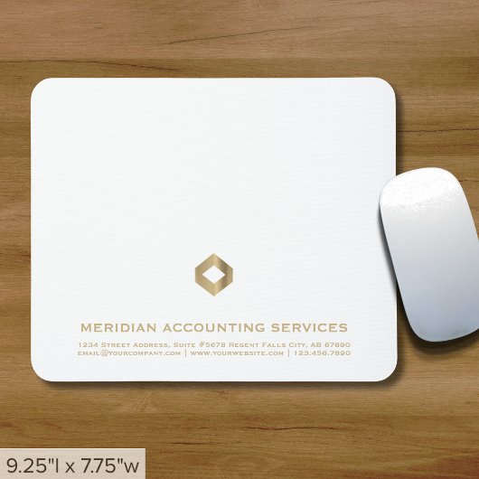 シンプル白エレガント金ゴールドロゴ マウスパッド