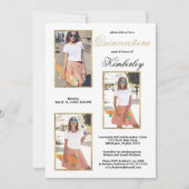 シンプル白エレガント金ゴールド写真キンチェニェラ 招待状 (正面)