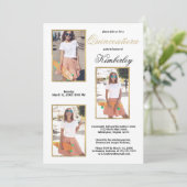 シンプル白エレガント金ゴールド写真キンチェニェラ 招待状 (スタンド正面)