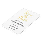 シンプル白エレガント金ゴールド結婚式の日付を保存 マグネット (左側)