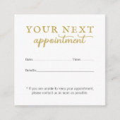 シンプル白エレガント金ゴールド美しいアポイントメントカード エンクロージャーカード (正面)