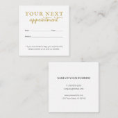 シンプル白エレガント金ゴールド美しいアポイントメントカード エンクロージャーカード (正面/裏面)