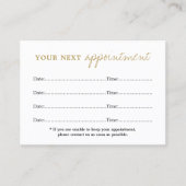 シンプル白エレガント金ゴールド美しいアポイントメントカード 予約カード (正面)