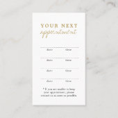 シンプル白エレガント金ゴールド美しいアポイントメントカード 予約カード (正面)