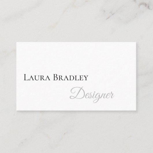 シンプル白エレガント黒のスクリプト 名刺 (正面)