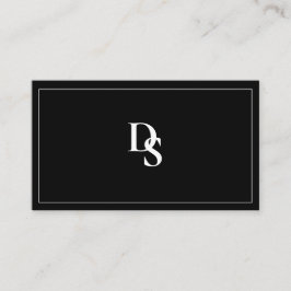 シンプル白エレガント黒イニシャル 名刺