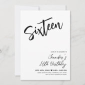 シンプル白エレガント黒甘16スクリプト 招待状 (正面)