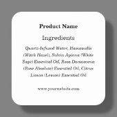 シンプル白カスタム製品原料ラベル スクエアシール